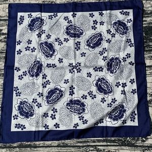 Vintage Navy Blue and White Scarf